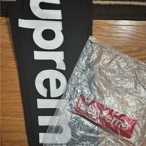 Supreme Black and White Logo Sweatpants